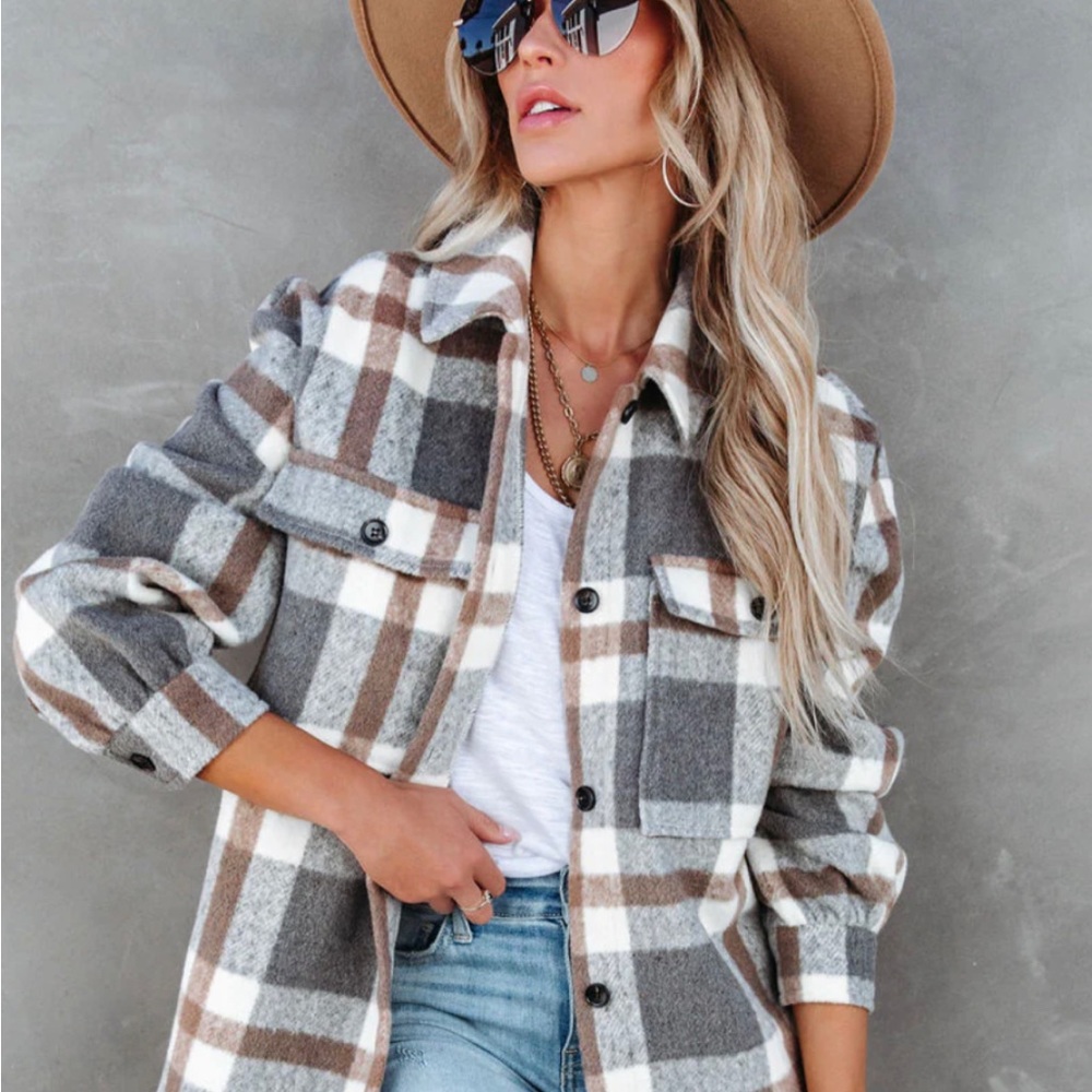 Brinkley plaid wool blend shacket